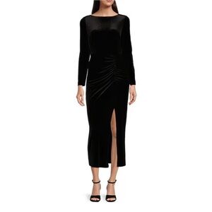 NWT - Alex Marie Black Velvet Long Sleeve Cinched Waist Dress